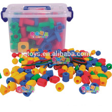 Hotsale kids plastic threading building block material toys